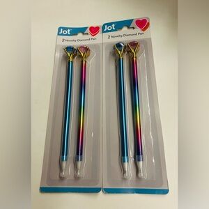 New 4 Pens with Diamond Shapes on Top 7 1/2"